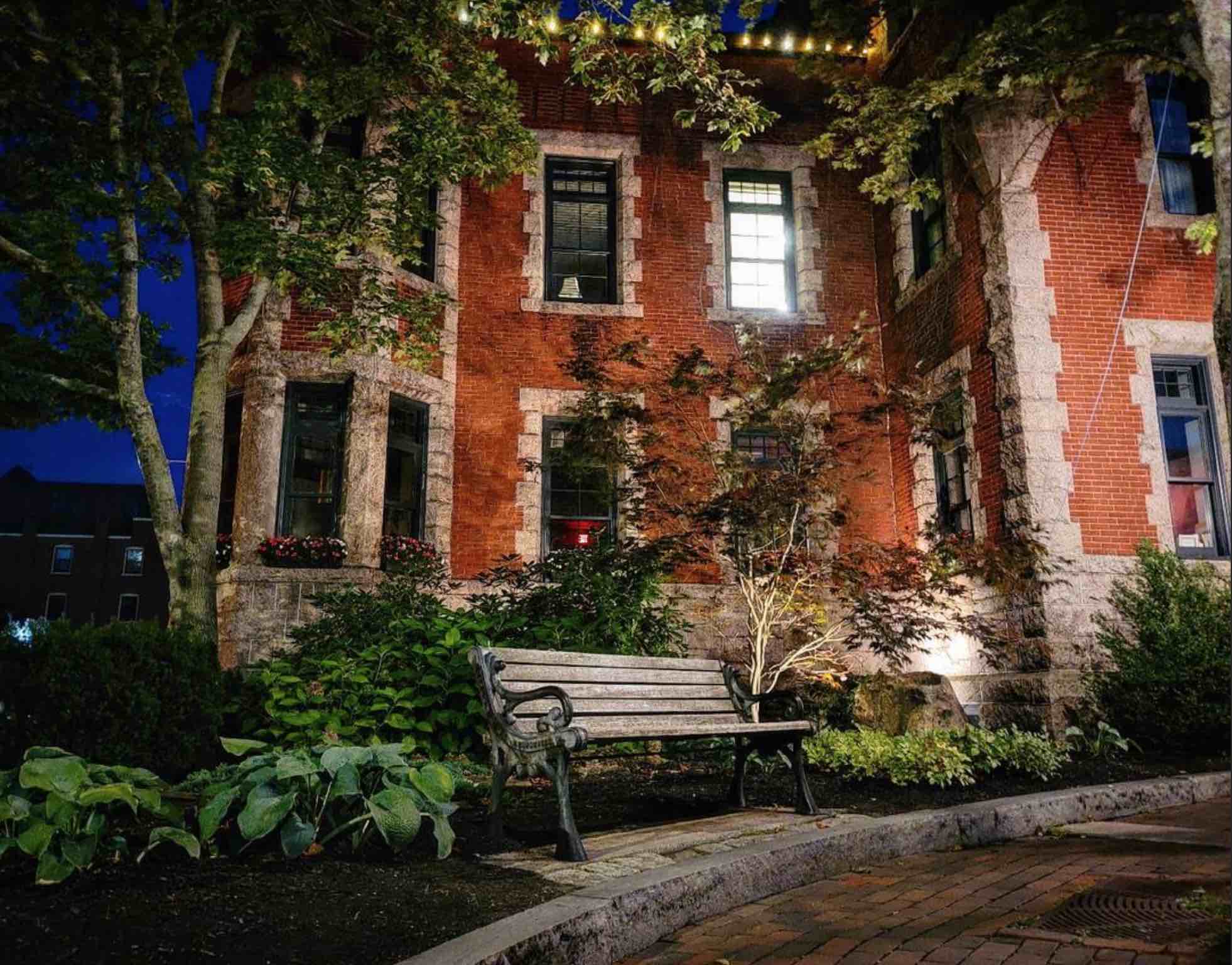 A Cozy Curbside Bench in Portland, Maine.